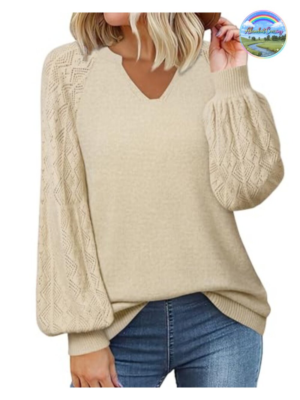 Messic Womens Long Sleeve V Neck Chunky Knit Pullover Sweater